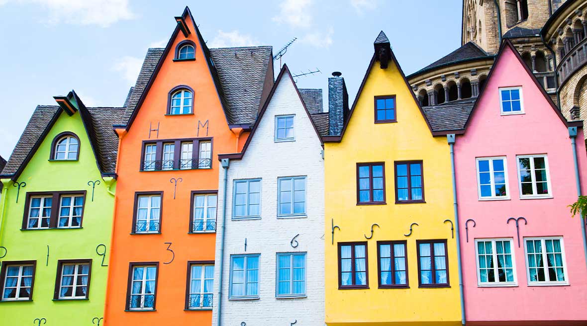 colourful houses in the city of cologne