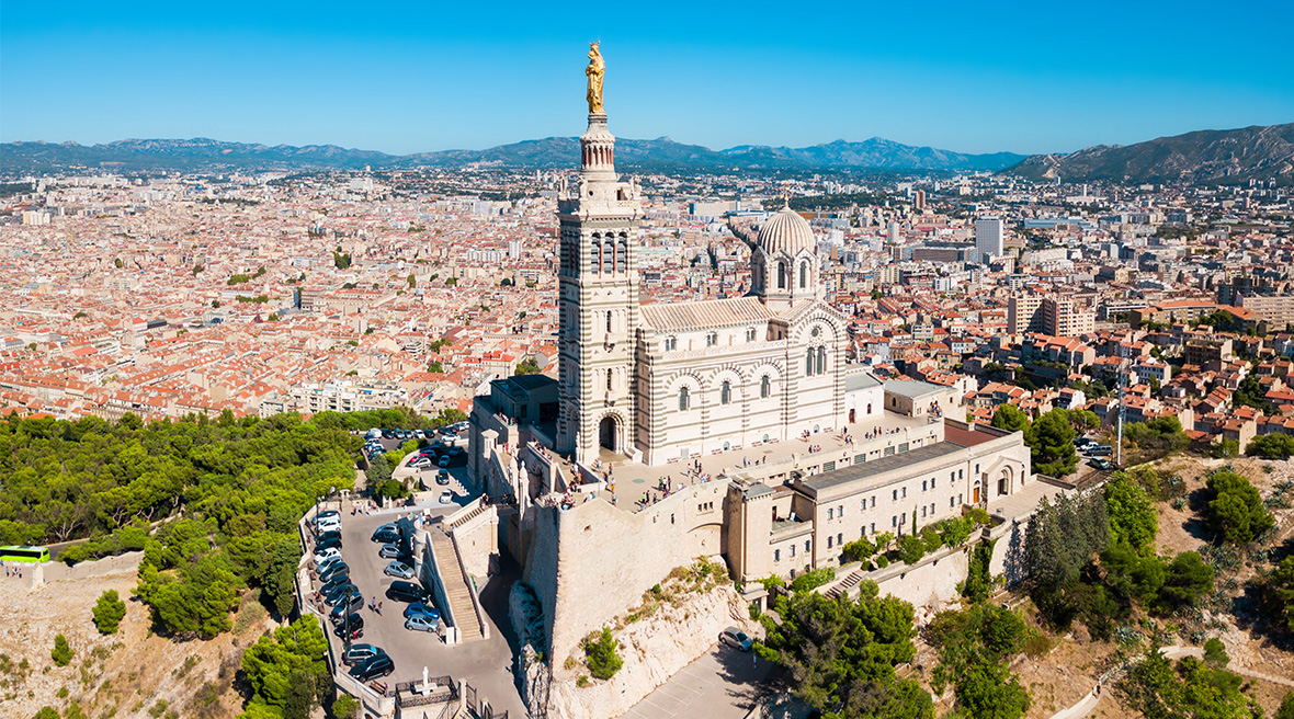 Notre-Dame de la Garde rises high above Marseille